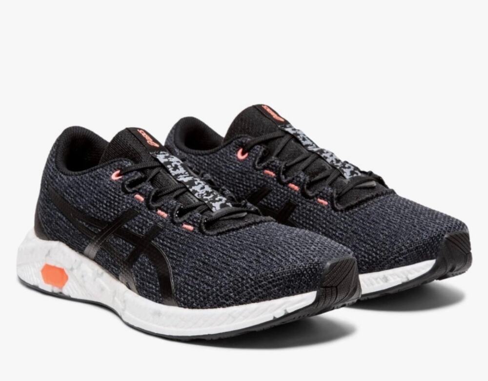 Asics Women's HyperGEL-Yu Running Shoe 1022A056 Black Orange Gray Camo 8.5